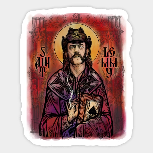 Saint Lemmy Sticker by Roberto Jaras Lira